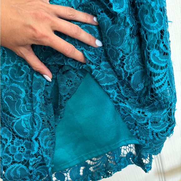 Le Chateau Teal Lace Dress - Picture 2 of 4